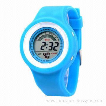 Silicone Watch for Promotional Purposes, Digital Movement, Eco-friendly and Waterproof